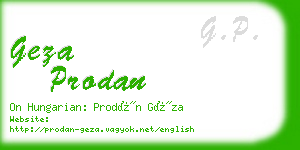 geza prodan business card